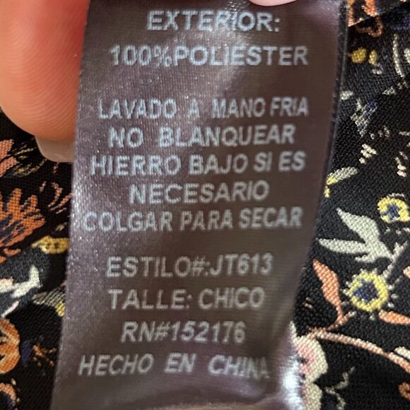 RESET by Jane Corina Top Black Floral S Cropped Tie-Front Balloon Sleeve Blouse - Picture 9 of 9